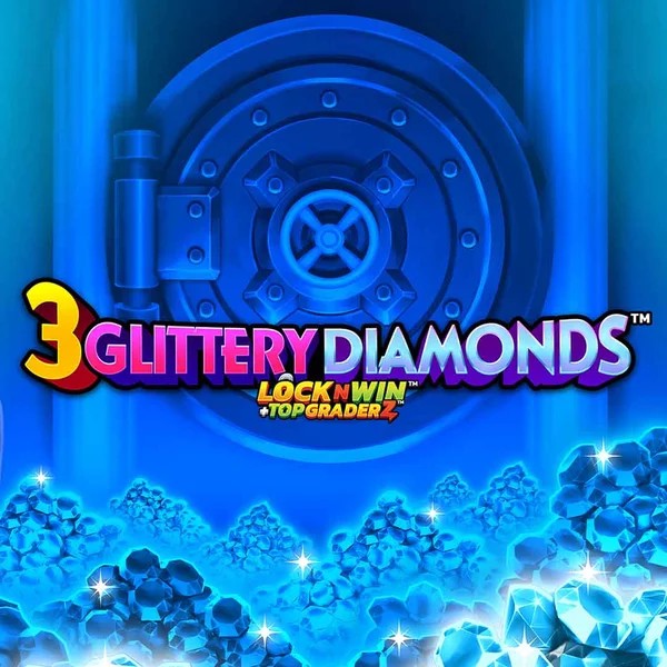 Official Slots logo: 3 Glittery Diamonds by PearFiction Studios at Ritzo Casino